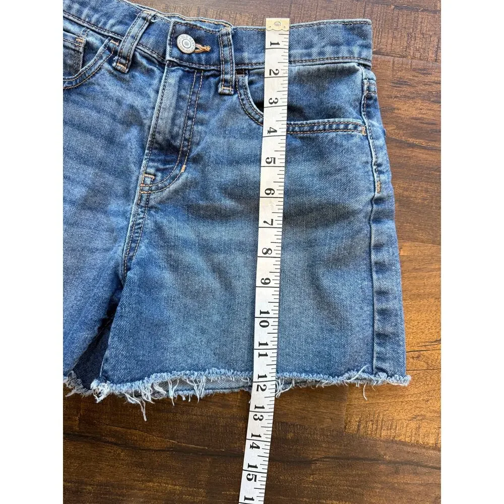 High Rise Medium Wash Denim Cutoff Shorts Raw Frayed Hem Girls 12 Women’s XS Y2K